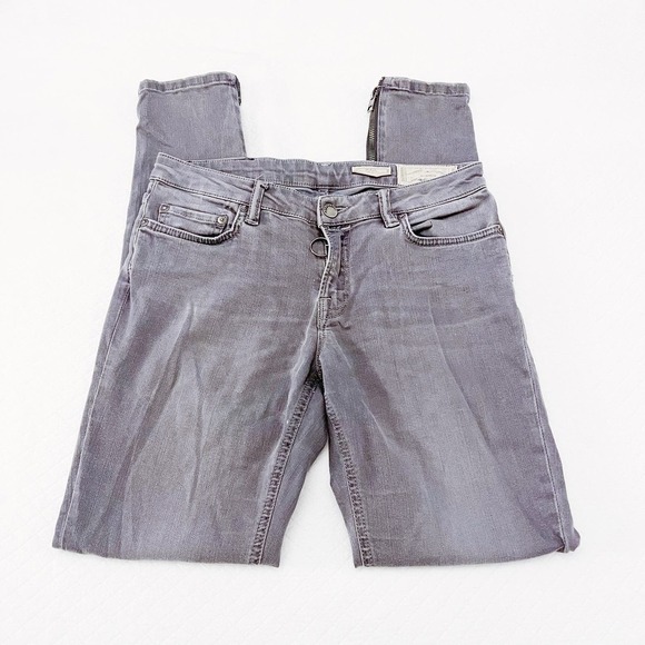All Saints Low Rise Skinny Fit Gray Denim Jeans Accent Zipper SZ28 - Picture 2 of 8